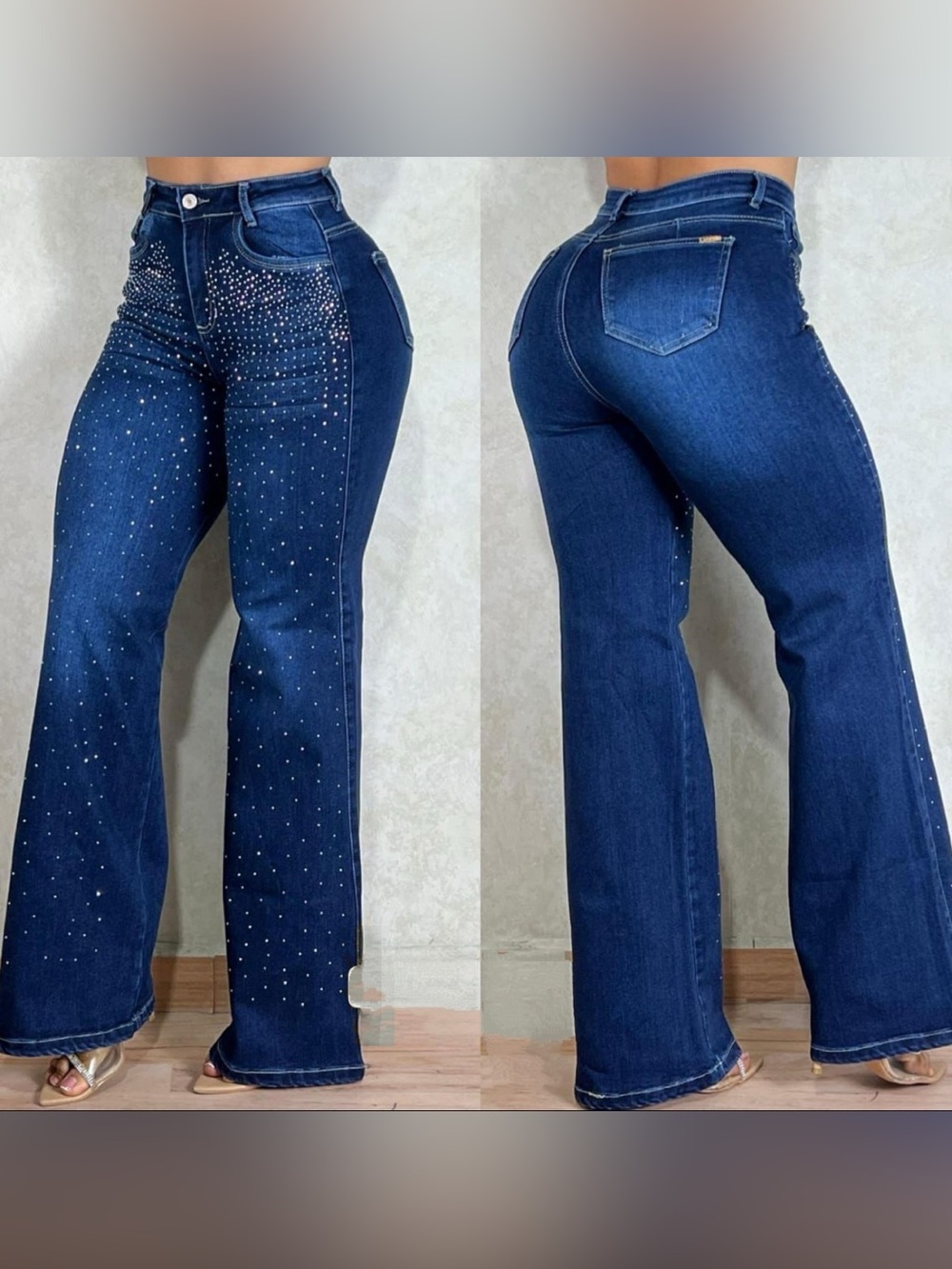 Dark Blue Embellished Women's Jeans